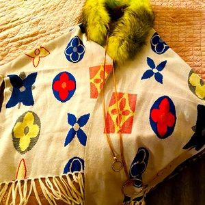 OHLALA Lime Green Fox Fur Cape